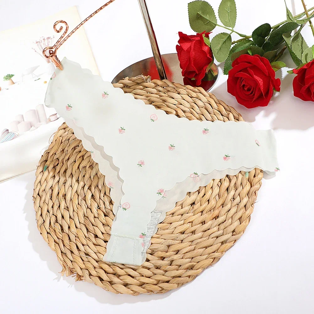 초박형 아이스 실크 웨이브 심리스 귀여운 소녀 속옷, 통기성 여성 티팬티