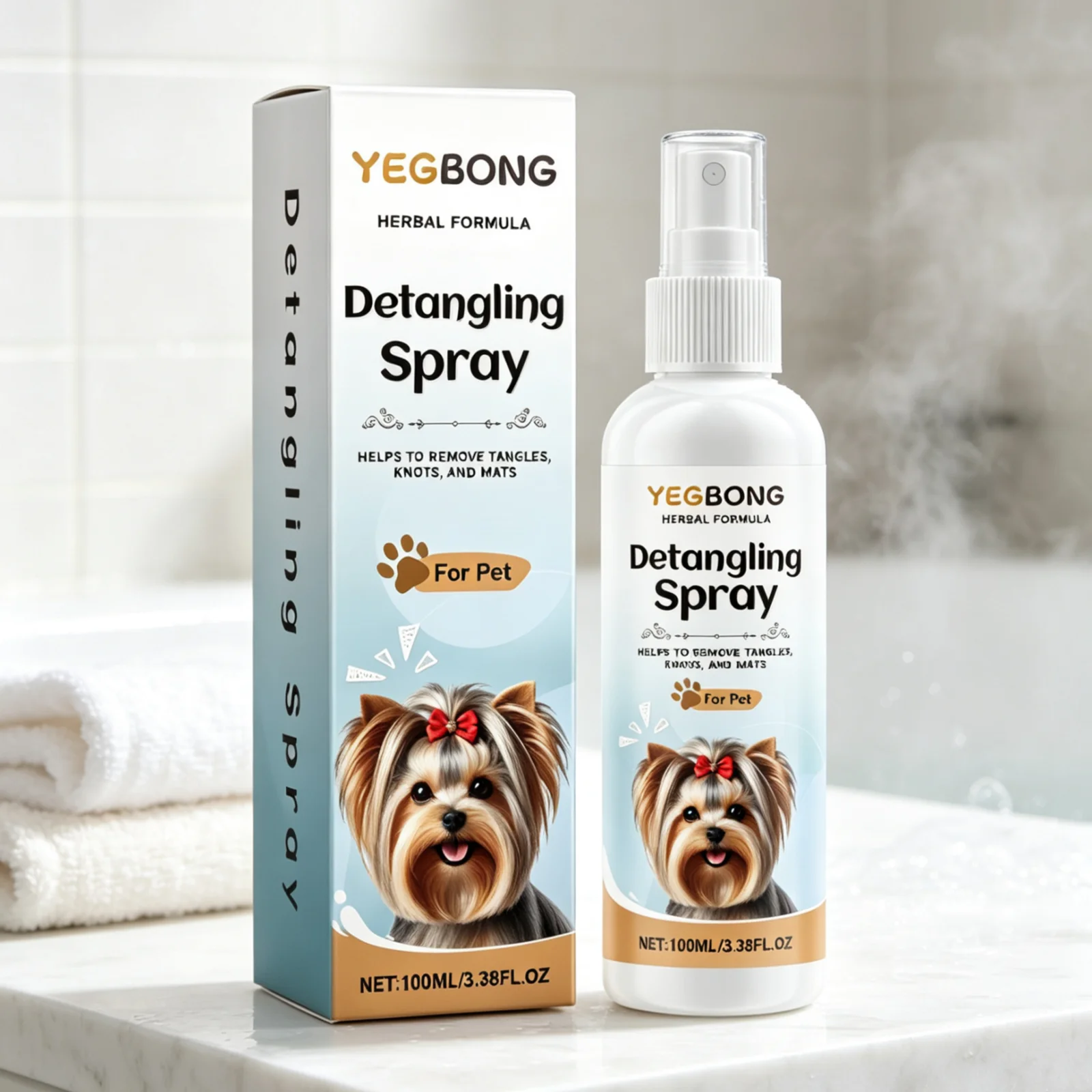 YEGBONG Dog Detangler Spray Soft Smooth Frizz Easy to Comb Fresh Fragrance Prevent from Tangling Nourishing Pet Hair Spray 100ml view 5