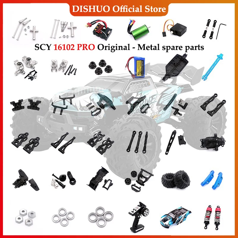 Pièces de voiture RC SCY, récepteur de moteur de châssis, arbre d'entraînement ESC ou.com, tasse de direction, ensemble de bras oscillants, 1, 16101, 16102, 16103, 16201