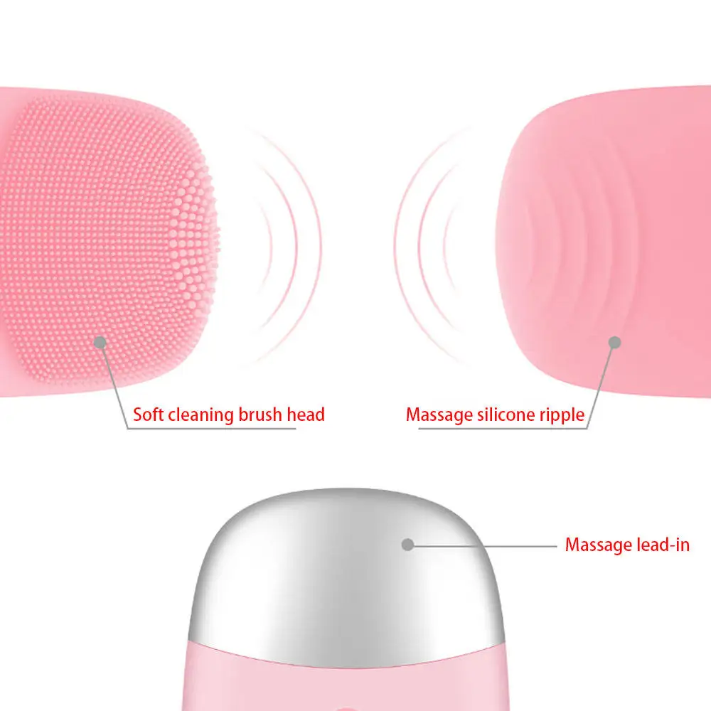 Instrument de beauté électrique de brosse de massage de nettoyant en profondeur du visage en Silicone souple