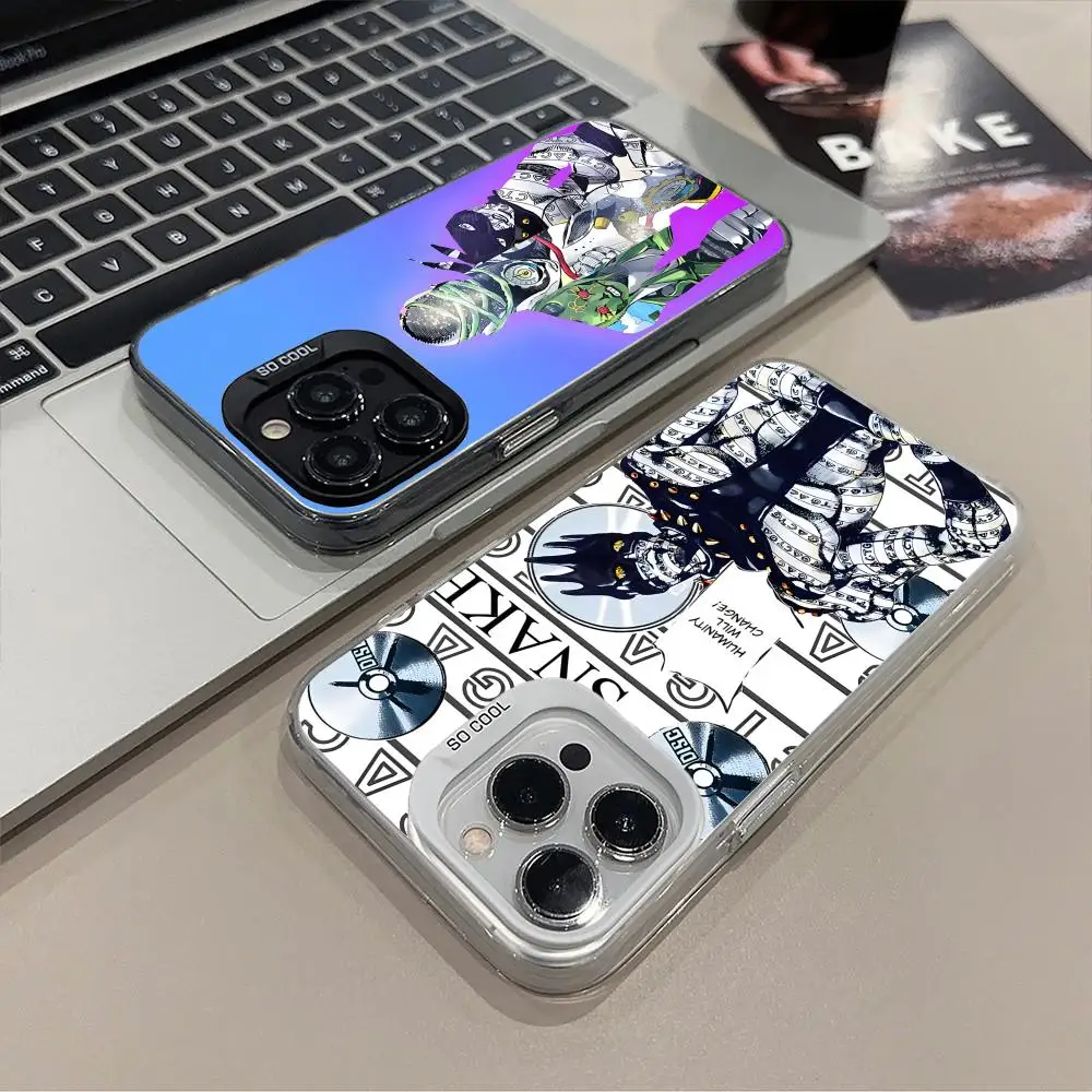 Funda de Teléfono Anime JOJO Serpiente Blanca para iPhone 17 16 15 14 13 12 11 X XR XS 8 7 Air Pro Max Plus, Carcasa Translúcida Colorida y Bonita