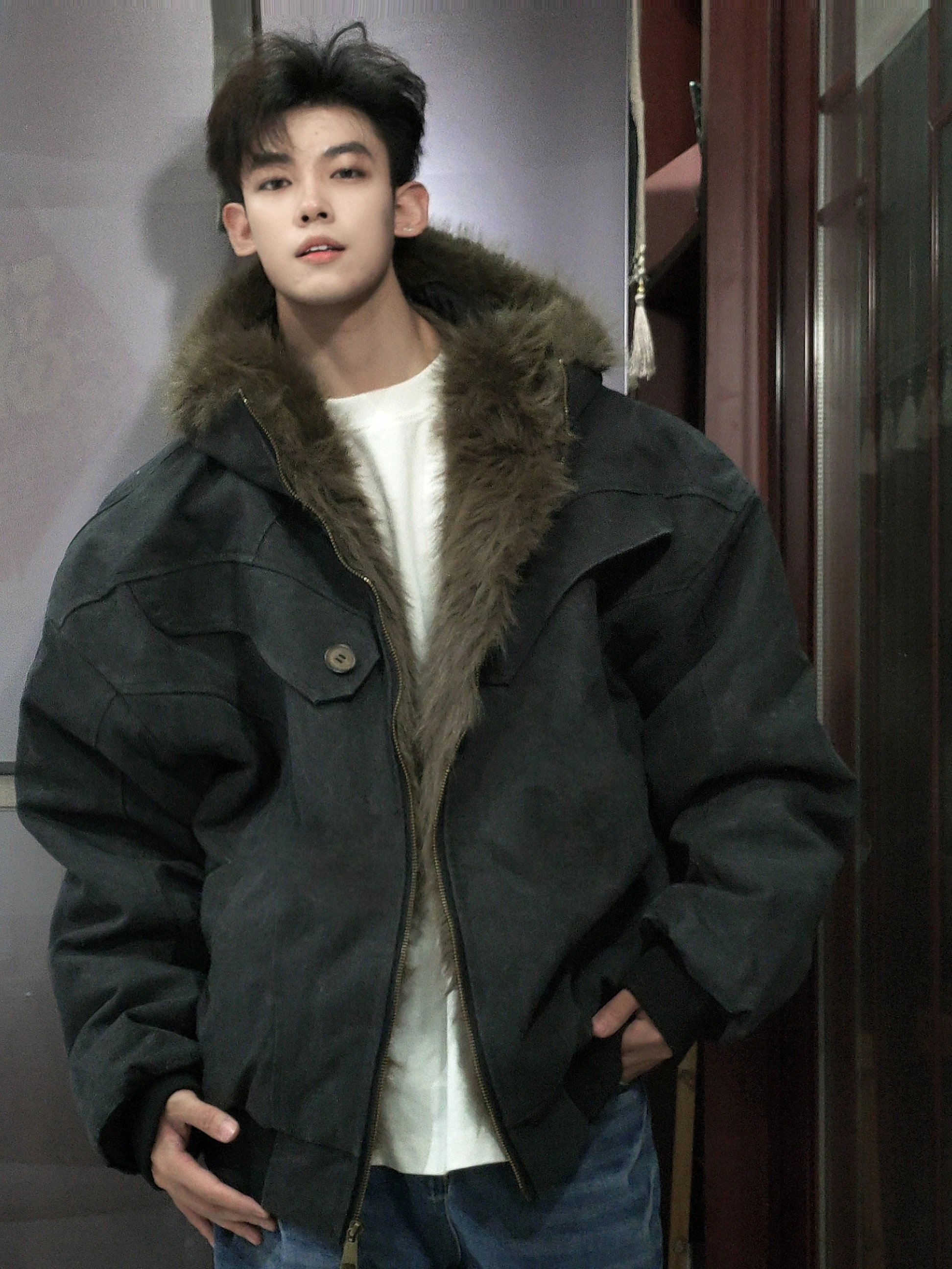 العصرية النمط الأمريكي مقنعين سترات الرجال النساء 2025 الخريف الشتاء جديد سميكة معاطف السترة بلون طويل الأكمام شيك سترات #2