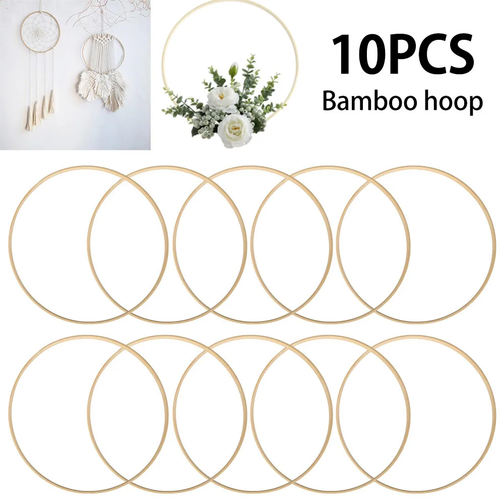 Cerchio floreale in legno di bambù Cerchio in macramè Cerchio Anelli in legno per la festa nuziale Casa Ghirlanda di fiori fai da te Acchiappasogni Cornice Decor
