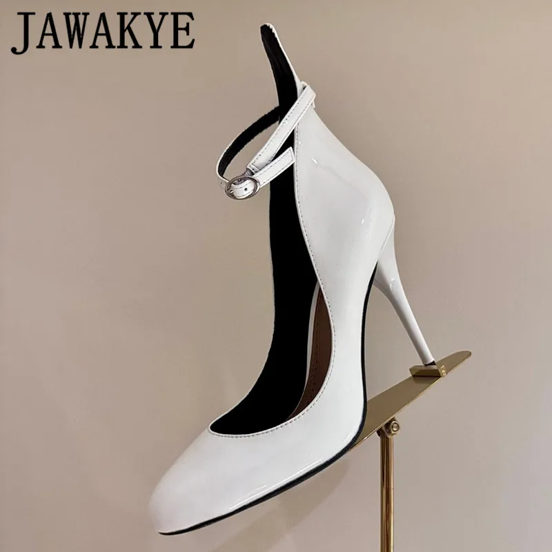 

Brand New High Heel Pumps Ankle Strap Mary Janes Polka Dot Patent Leather Shoes Spring Autumn Dress Heels 10cm