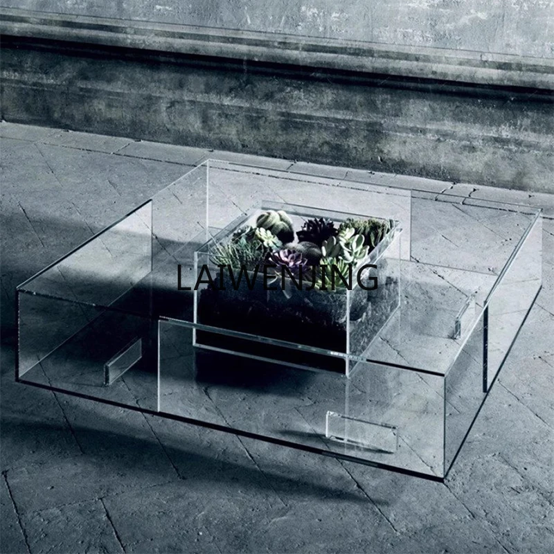 HLZ tempered glass coffee table art Italian simplicity Nordic square creativity