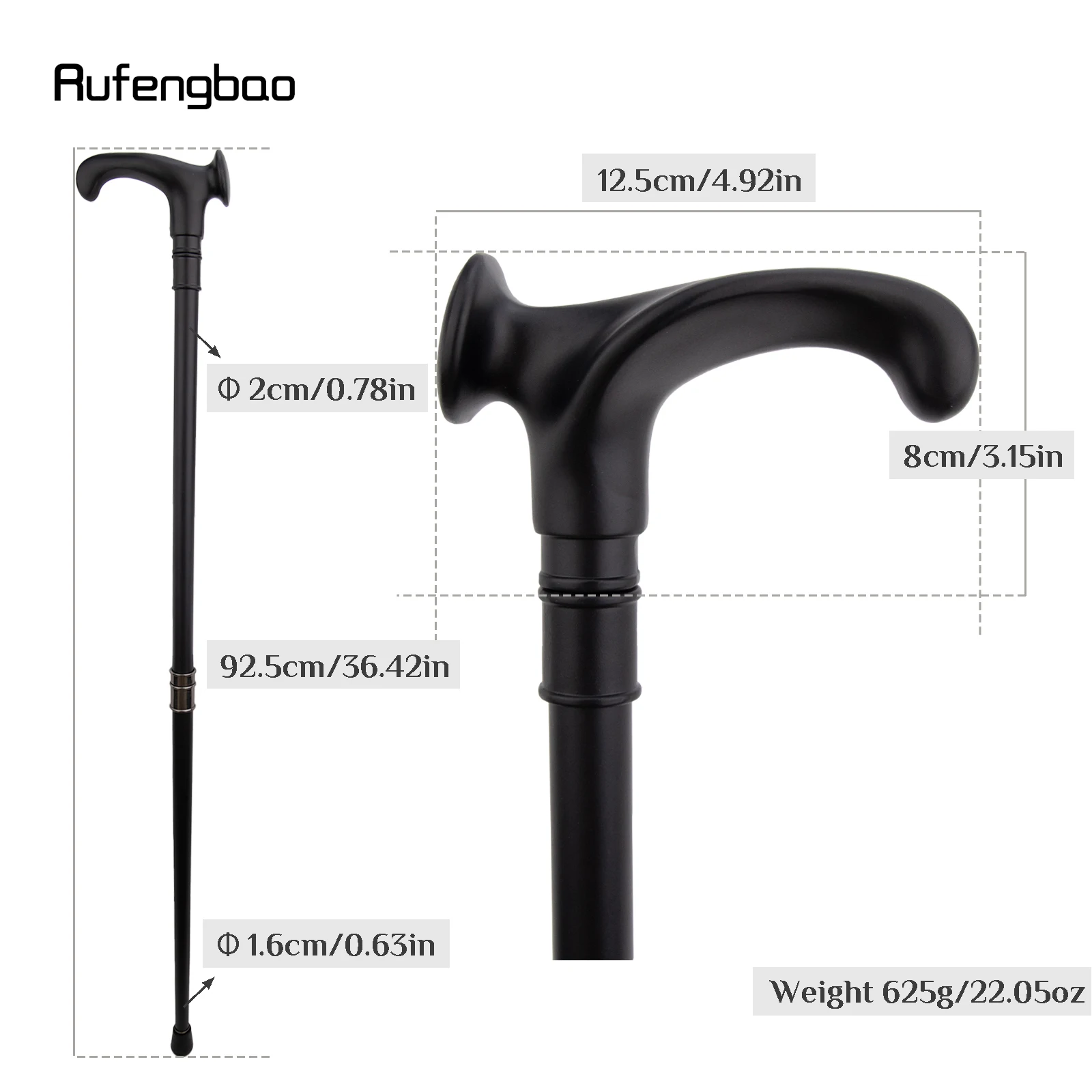 Black Ergonomics Alloy Fairy Wands Spiral  Right Hand Walking Cane Walking Stick Wand Cosplay Wedding Birthday Party Stick 92cm