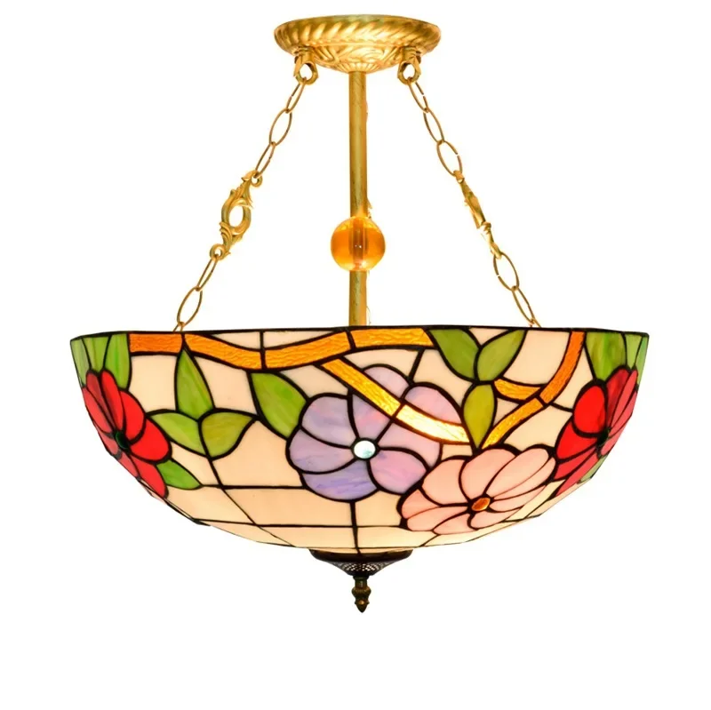 

50CM Tiffany American retro morning glory creative European festive stained glass dining room bedroom chandelier