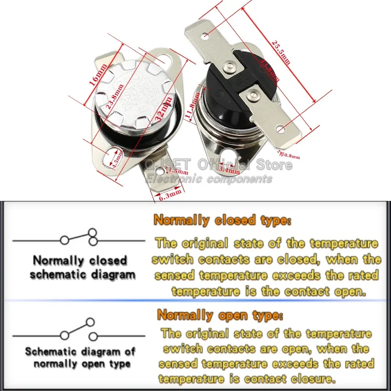 1 Stücke KSD301 10A 250 V 40-300 grad normalerweise geschlossen normalerweise offene temperaturregelung schalter thermostat 45 ℃   80 ℃   85 ℃   95 ℃   100 ℃   180 ℃
