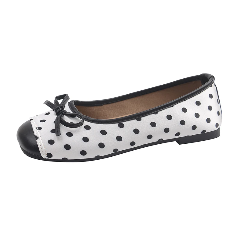 

Comfort Square Toe Slip On Ladies Eelgant Soft Sole Dress Mary Jane Shoes Spring Butterfly-knot Women Dot Ballet Flats