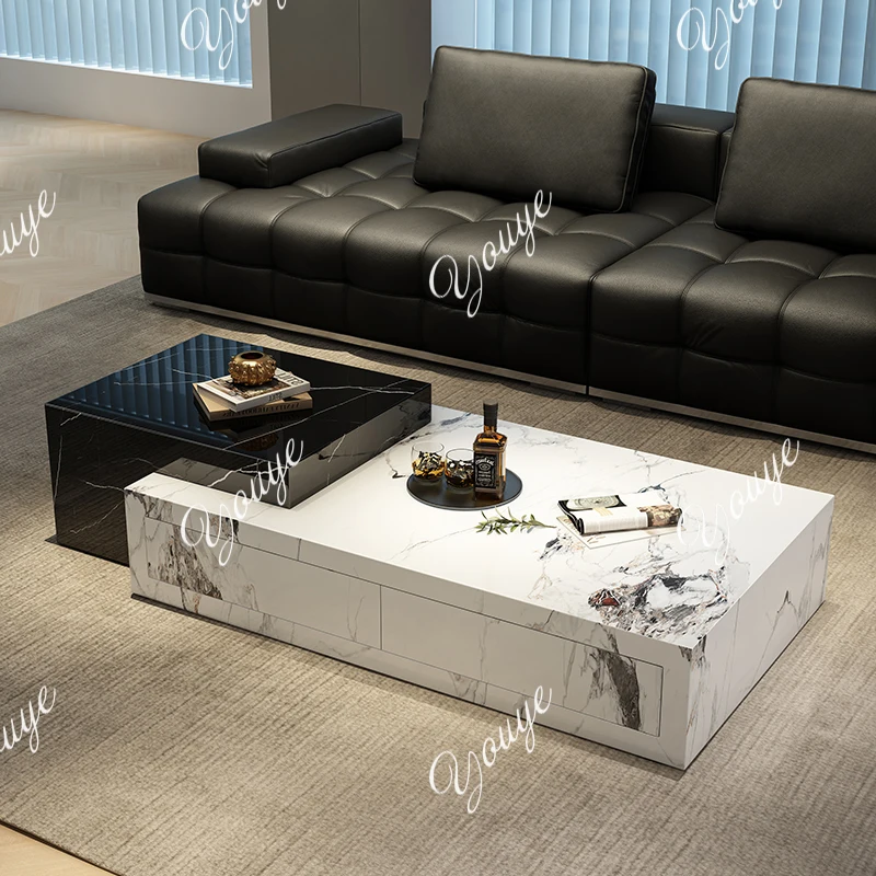 

Итальянский минималистичный журнальный столик из сланца, современный простой элитный журнальный столик для гостиной, дома, прямоугольный комбинированный светильник, роскошный