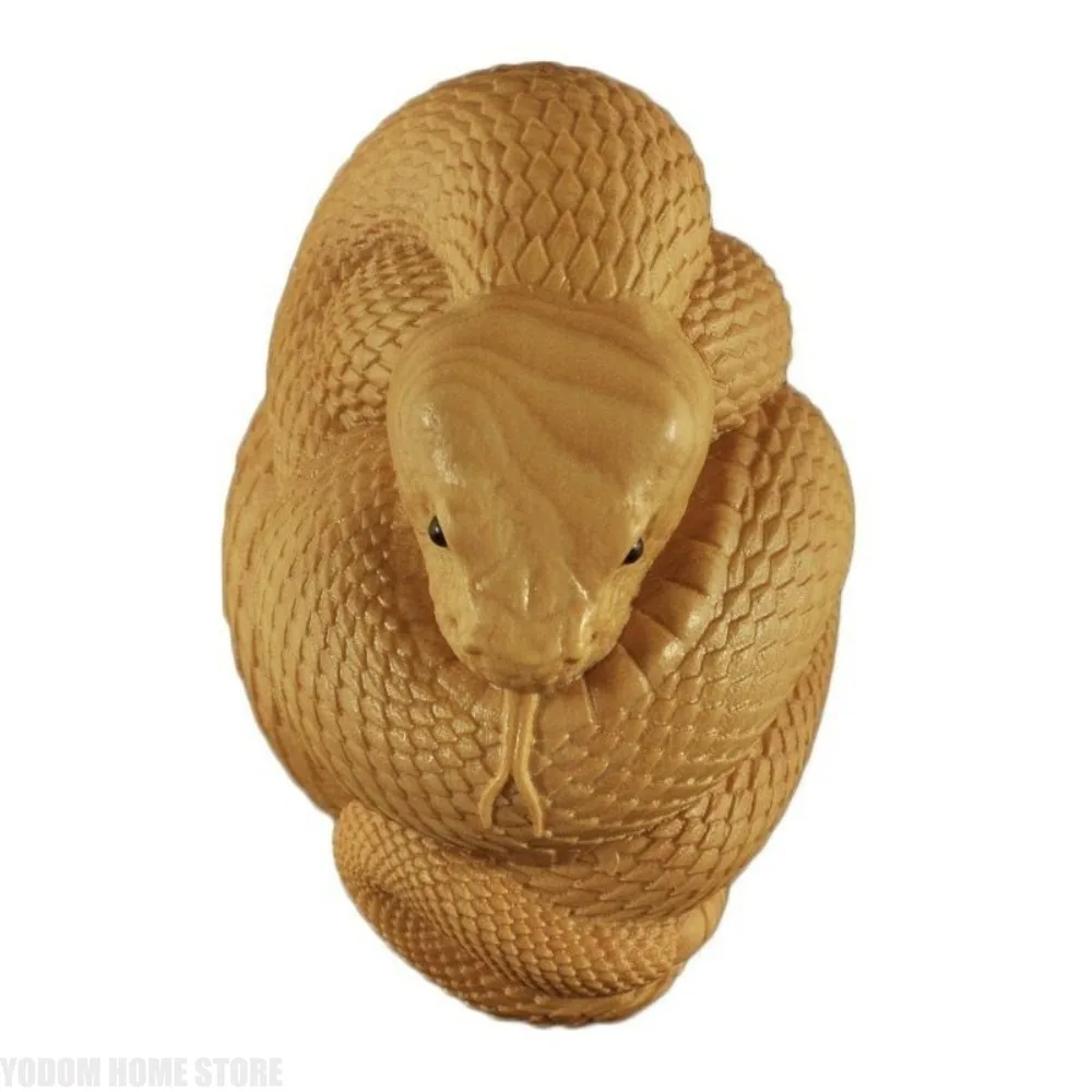 Hand Carved Wood Snake Statue Figurine Car Hanging Home Decor Ornament Key Chain Party Favor Gift 1PC