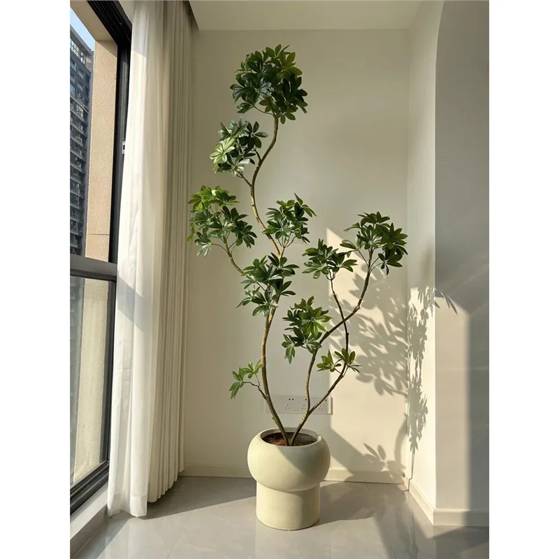 محاكاة، نباتات خضراء، داخلية، نباتات بوعاء، راقية، فاخرة خفيفة، غرفة معيشة، نباتات مزيفة