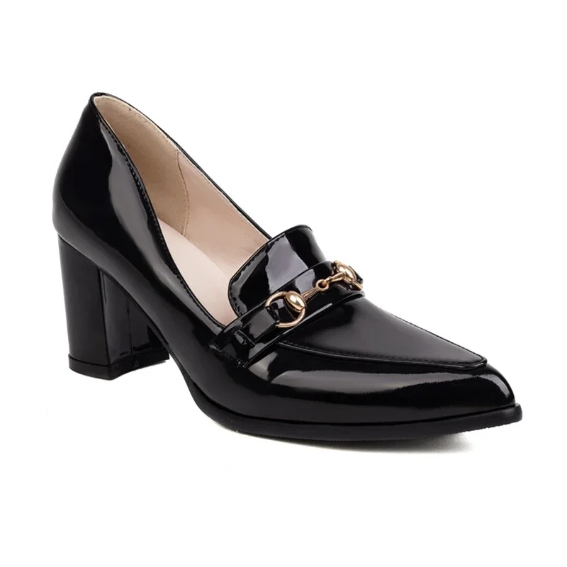 

BLXQPYT Womens Shoes New Designers Leather Pointed Toe Square High Heels Sexy Walk Show Ladies Pumps Shoes Plus Size 47 676-1