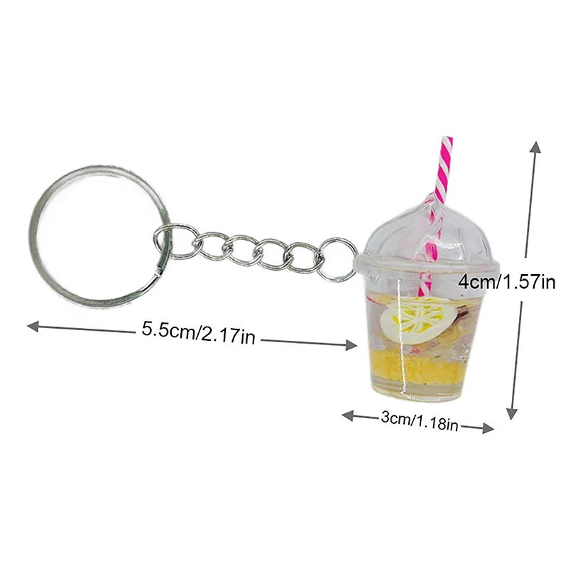1Pc Mode Creatieve Mini Lichtgevende Melk Bubble Thee Cup Sleutelhanger Voor Vrouwen Mannen Schattige Tas Hanger Auto Sleutelhanger Sieraden Geschenken