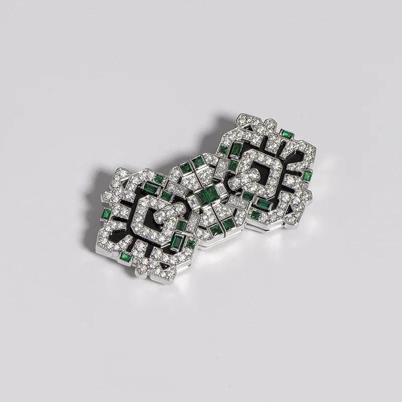 Wuiha Vintage 925 Sterling Sliver Emerald High Carbon Diamond Gemstone Brooch Brooches Collar Clip Corsage Cocktail Fine Jewelry image 3