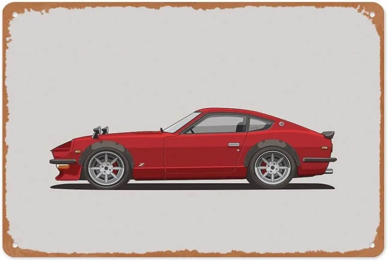 Vintage Metal Sign - Legendary Classic Red Datsun 240z Fairlady Vintage Retro Cool JDM Car - 8x12 Inch Wall Art for Garage, Man