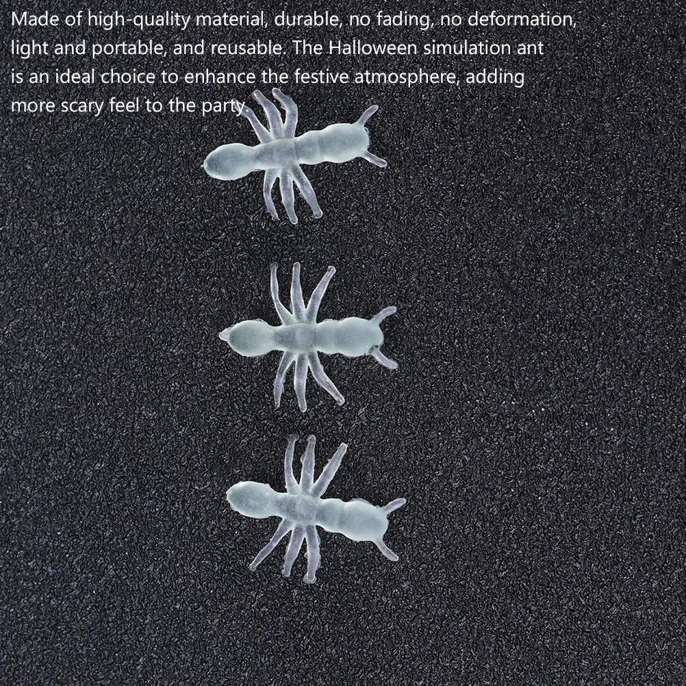 

100Pcs Night Glow Ants Halloween Simulation Realistic Scary Party Prank Decoration Plastic Fake Halloween Simulation Ants