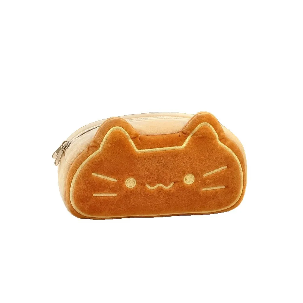 Estojo de Pelúcia Gato Kawaii Portátil para Material Escolar, Estojo Estético Ideal para Presentes de Amantes de Capivara