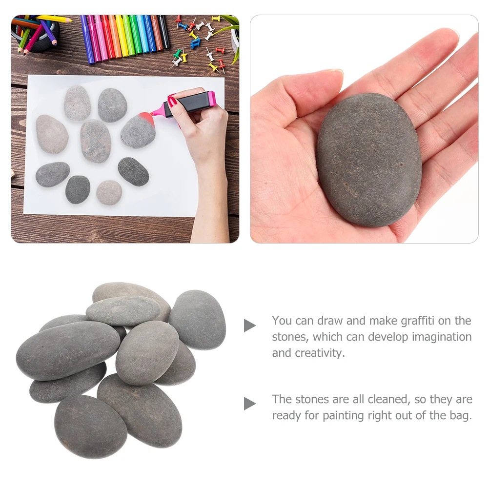 20 Pcs Children's Hand-painted Stones DIY Painting Pebble River Rocks Decorate Flat For Smooth Natural Adults