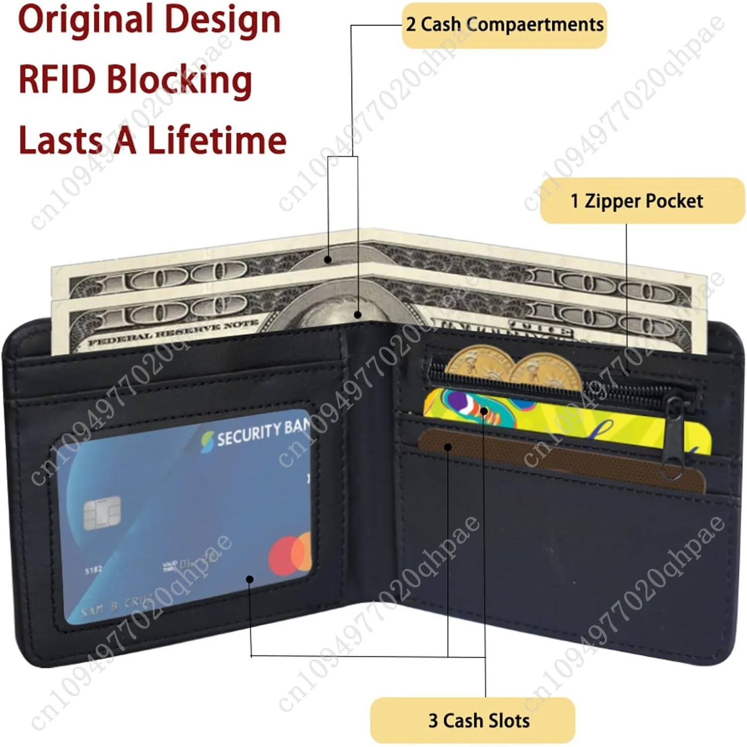 Boys Wallet for Kids and Teenager, Funny Leather Bifold Purse with Zipper Coin Pocket and Card Cash Holder for Youth Men, Cool C