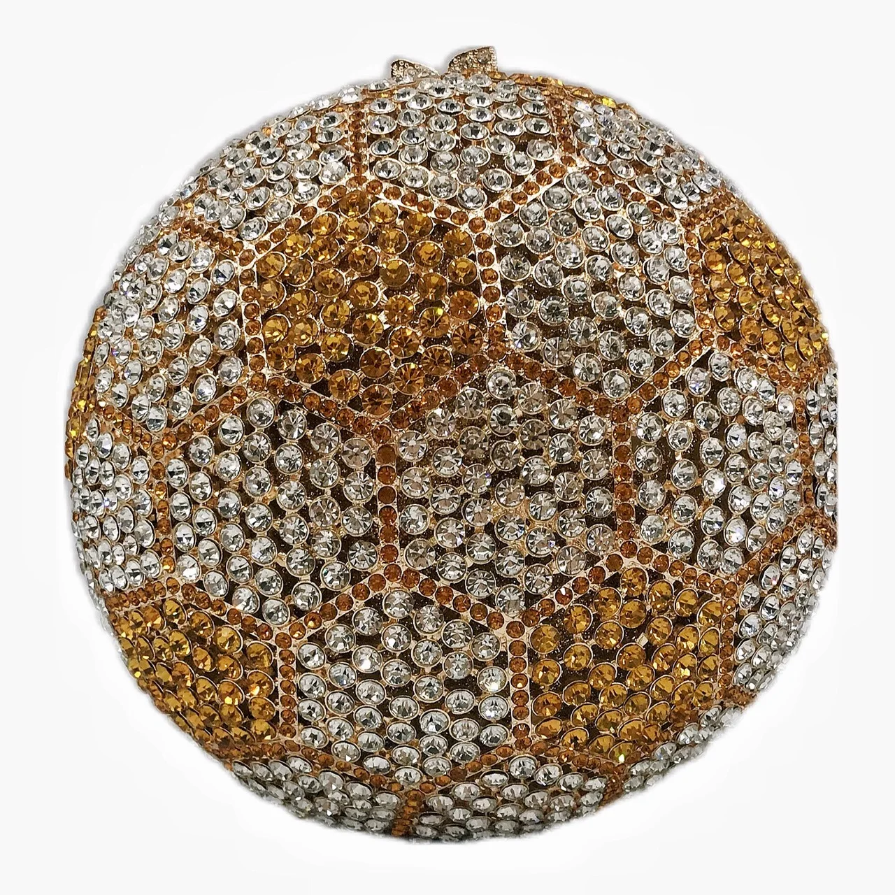 

16x16CM Oblique The New Football Diamond Dinner Bag Empty Metal Hard Box Spherical Banquet Gem Bag Hand Women A7662