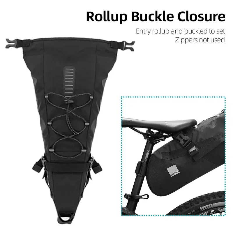 Siodełko rowerowe Torba na sztycę Siodełko rowerowe Tylna torba do przechowywania Kolarstwo MTB Rower szosowy Tylny pakiet Wodoodporny, wysuwany 8,5