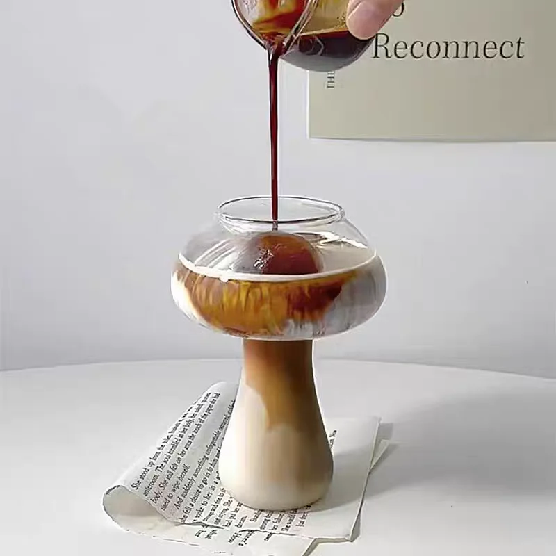 

Mushroom Cocktail Glass Cup For drinks Beer Creative Clear Wine Glasses Coffee Cups with Straw Drinkware Barware