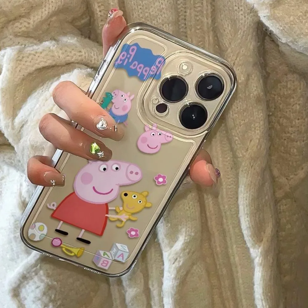 C-Cartoon Animation P-Peppas Pig Phone Case for 14 Pro Max for iphone 15 16 13 14 12 Mini 11 Xr X Xs Pro Max 8 7 Plus Back Cover