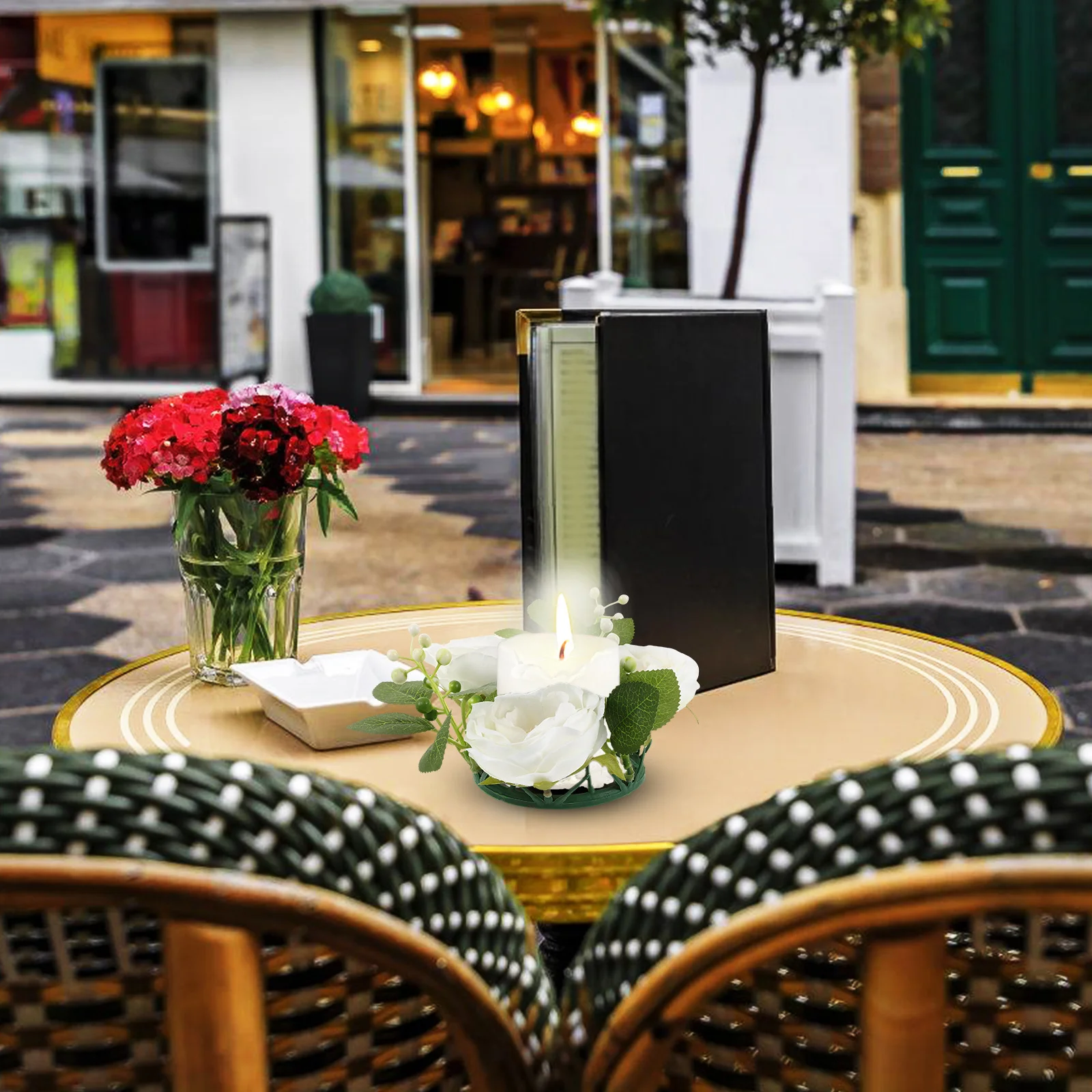 

Artificial Flower Ring Wreath Realistic Floral Table Decor Wedding Party Centerpiece Wreath for Home