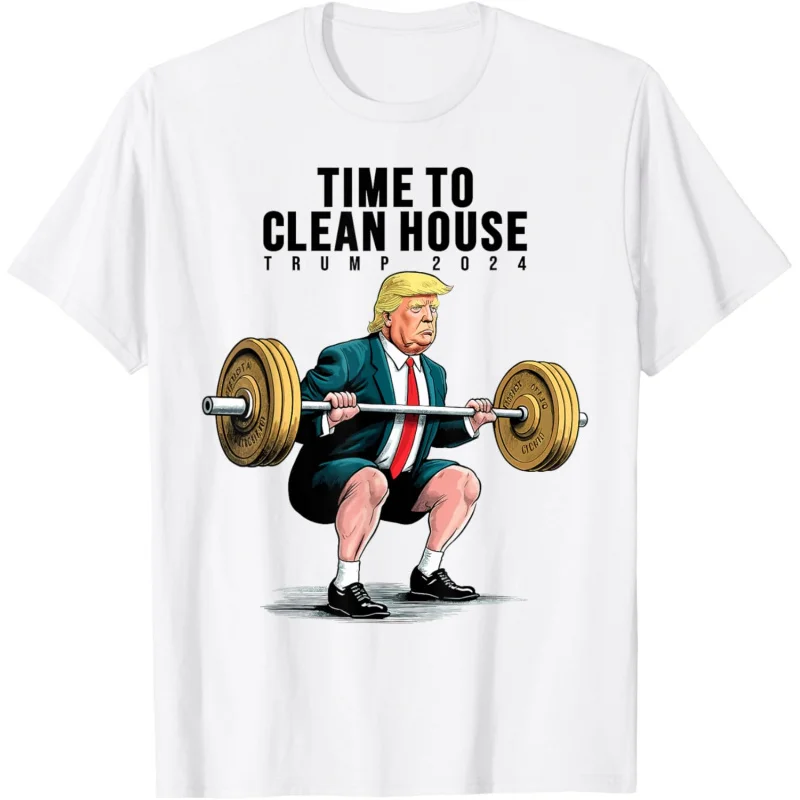 

Time To Clean House Trump For President 2024 Workout Gym T-Shirt Loose men's and women's clothing