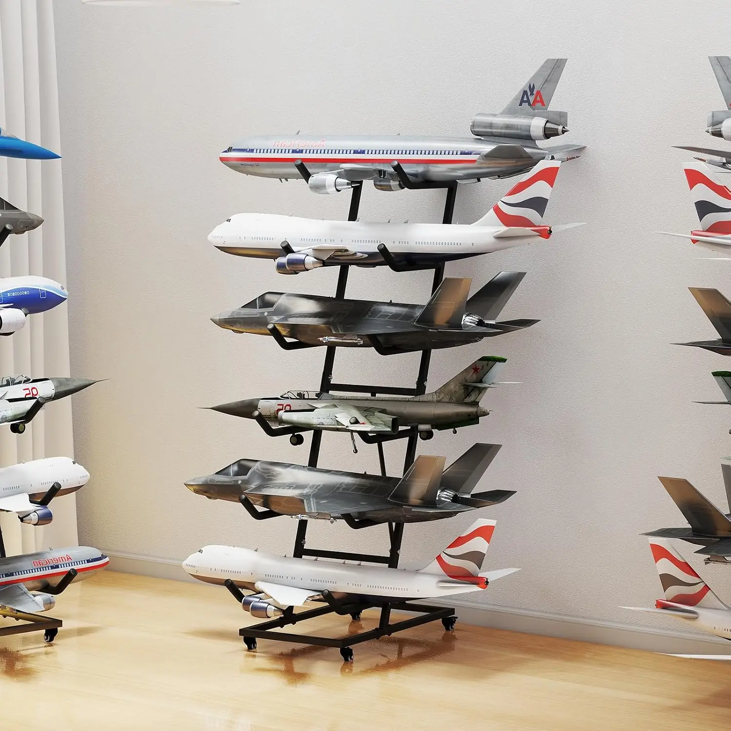 Metal RC Airplane Storage Rack 6 Shelves Multi-Function Model Aircraft Display Stand Holder for Large Toys