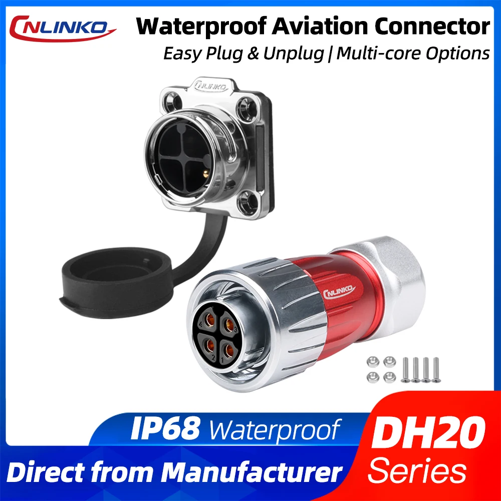 

CNLINKO DH20 Metal Waterproof Electrical Connector Heavy Duty IP68 Outdoor/Industrial Waterproof Connector Corrosion-Resistant
