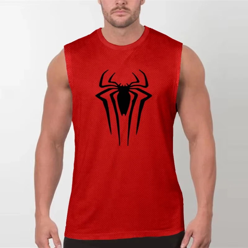 

Spider Printed Gym Bodybuilding Run Men's Tank Tops Mesh Breathable Quick Dry Sport T-Shirt Mens Fitness Sleeveless Muscle Vest