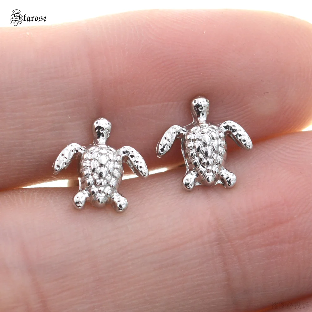 1 Pair Lovely Sea Turtle Lobe Stud Earring Stainless Steel 1.0x6mm Helix Tragus Piercing Ear Cartilage Earrings Ball Jewelry