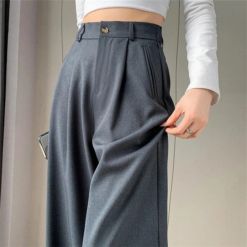 

High Waist Wide Leg Women's Full Suit Pants Female 2024 New Spring Summer Elegant Minimalism Straight Loose Chic Trousers