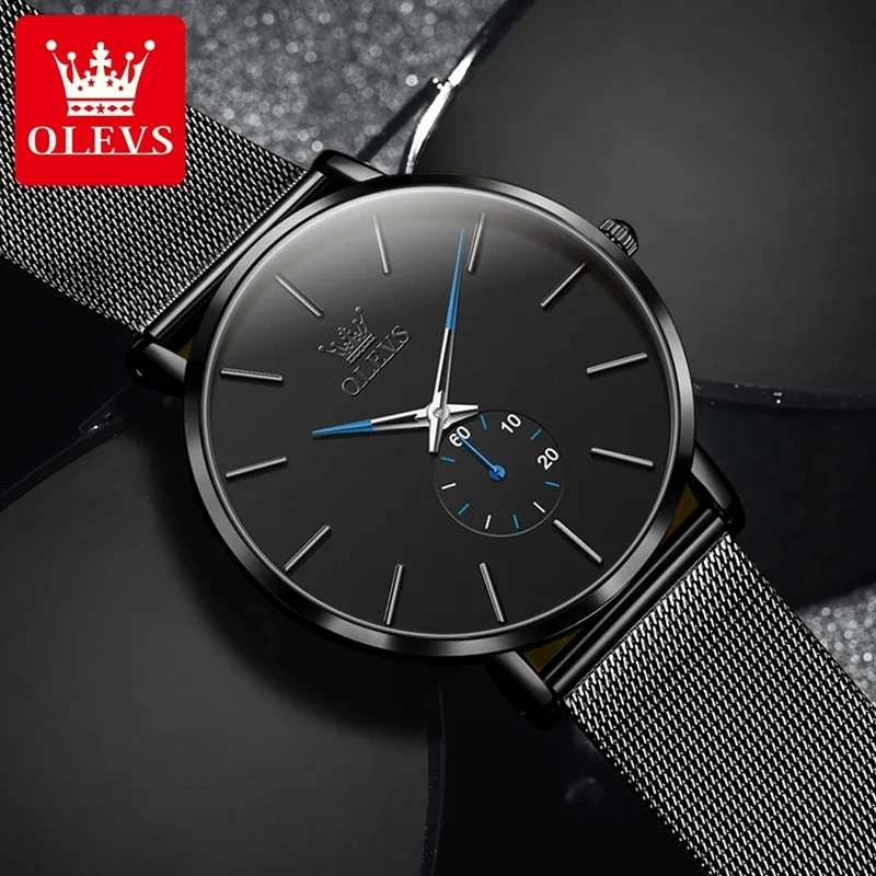 Olevs 9954 new fashion ultra thin quartz watch men stainless steel mesh strap warterproof simple mens watches Relogio Mascul