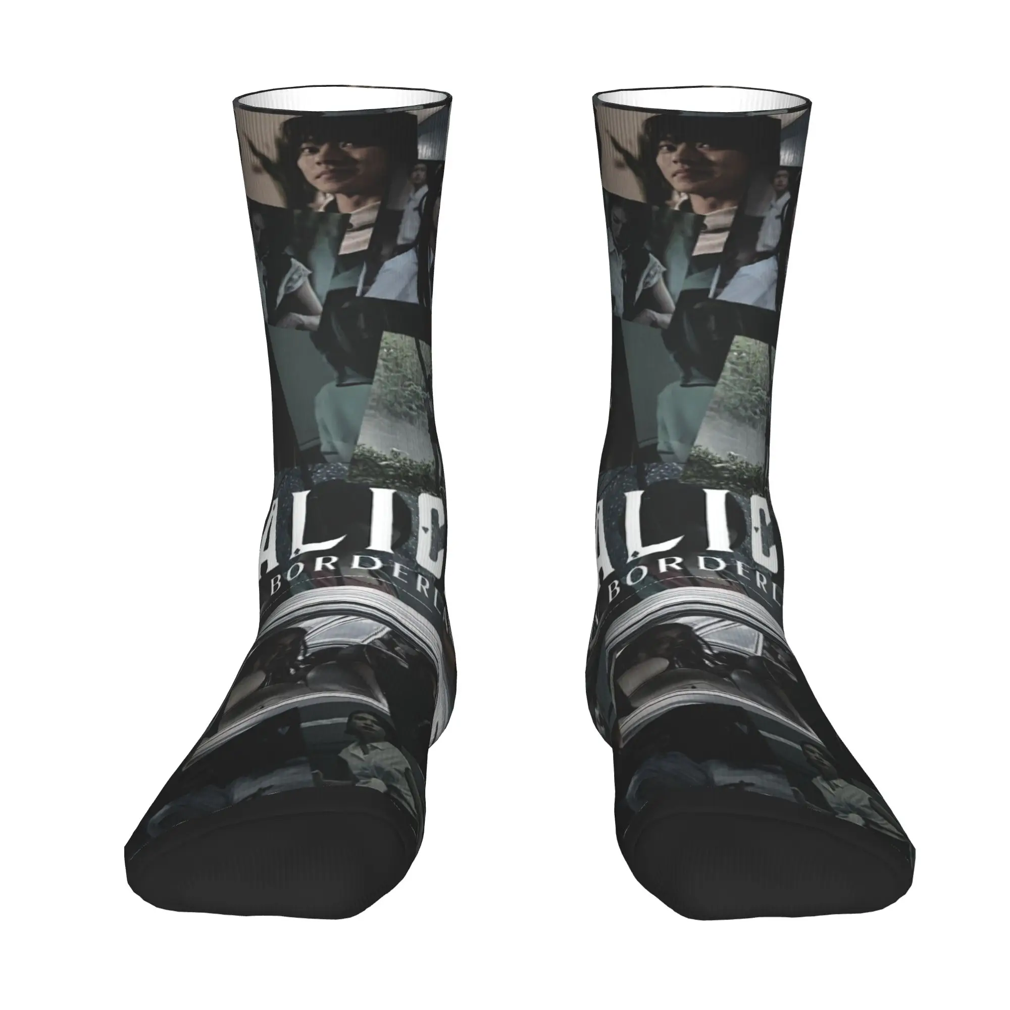 Custom Alice Cartoon In Borderlandes - Chishiya Mens Crew Socks Unisex Fun  Spring Summer Autumn Winter Dress Socks