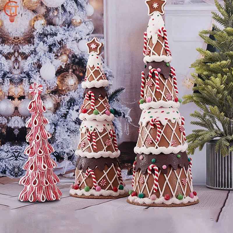 1PCS Christmas Tree Table Decoration Fondant Chocolate Candy Cane Christmas Tree Ornament Christmas Fantasy Desktop Decoration