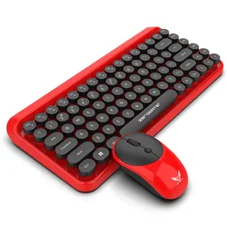 84 Key Punk Retro DOT Keyboard Office Notebook Wireless Keyboard and Ergonomic Design Mouse Set for Office and Home