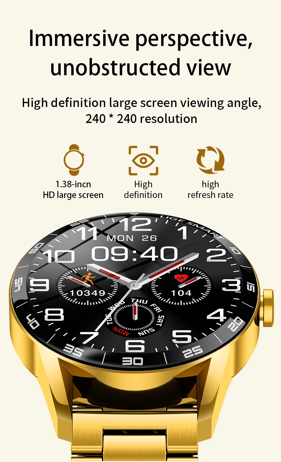 LIGE 2026 New Smartwatch Men 1.38" HD Bluetooth Call Heart Rate Monitor Waterproof Sport Smart Watch Women For Android iOS Phone