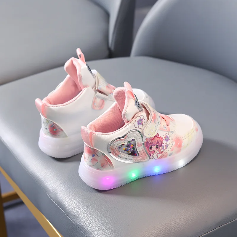 Zapatos con luz LED para niños de 1 a 6 años, zapatillas deportivas para niñas, zapatos informales de suela suave para caminar para bebés