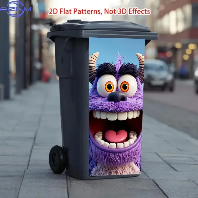 Outdoor Household Dustbin 2D Printed Decal DIY Fashion Ornament for Garbage Container