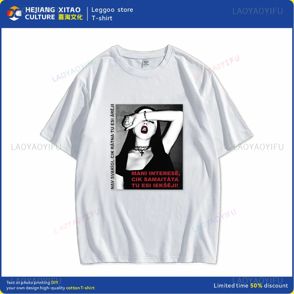 Sexy Nun Nonne Religious Pin Church Satan Anton Lavie Satan Mystery Goth Goth T-shirt Hentai Short Sleeve Cotton Clothing