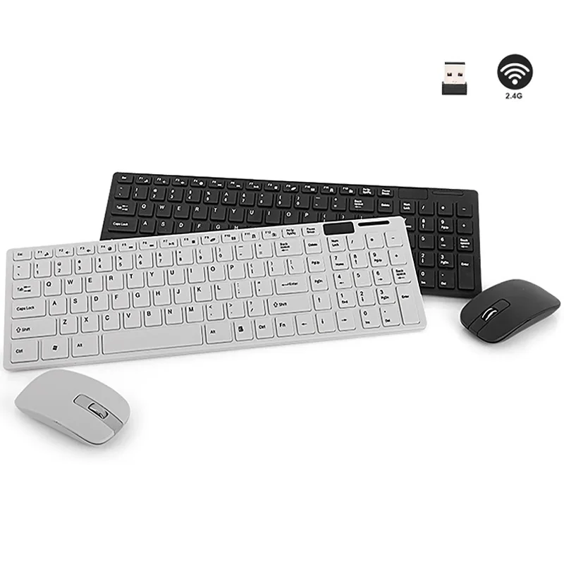 Ultra Slim 2.4G Wireless Keyboard and Mouse Combo Kit Computer Keyboard with Mouse Plug and Play for Laptop Desktop PC