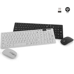 Ultra Slim 2.4G Wireless Keyboard and Mouse Combo Kit Computer Keyboard with Mouse Plug and Play for Laptop Desktop PC