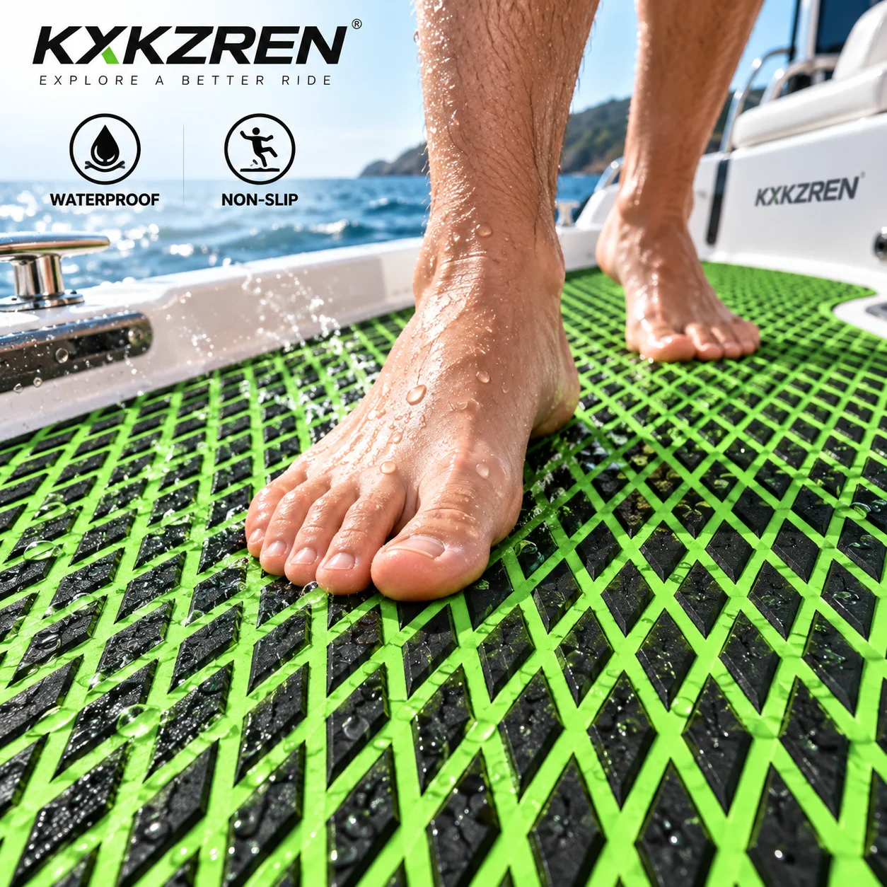 KXKZREN 2400x1200mm Dual Color Diamond Texture EVA Foam Sheet Marine Boat Yacht Flooring Non Slip Decking Mat Custom Marine Boat