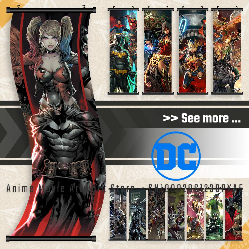 

DC Comics Secret Society Joker Figures Wall Art Canvas Scrolls Pictures Classic Movie Print Poster Hanging Painting Home Decor