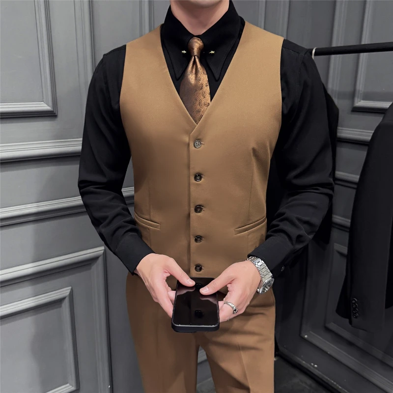 

Asian Size Business Formal Man Suit Vest Classic Single Breasted Men Tuxedo Waistcoat Wedding Party Slim Chaleco Hombre Elegante
