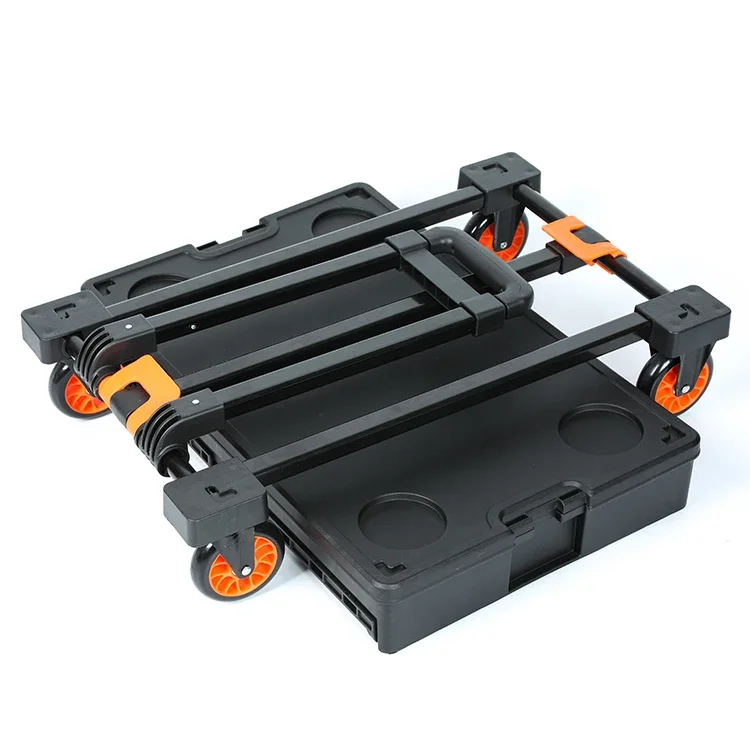 Pshopping carrinho de armazenamento mesa uso bagagem carrinho dobrável com rodas leve2 rodas plástico para viagens em movimento 90mm