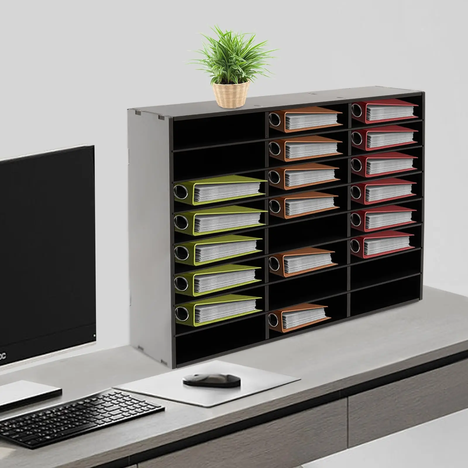 Mail Sorter Organizer, 24 Compartments Black Literature Organizer, Student Mailbox for Classroom, Desktop Paper Bill Organizer F